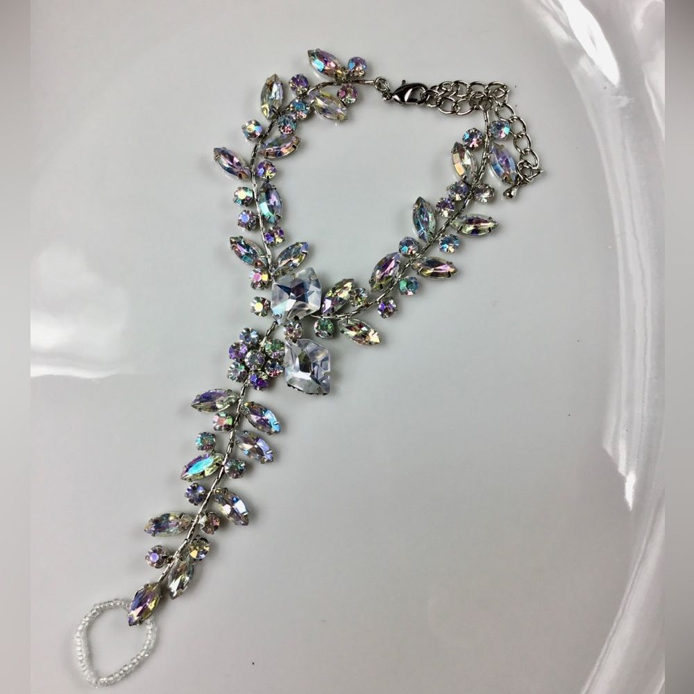 Iridescent Crystal Hand Chain Bracelet - Multi-Color